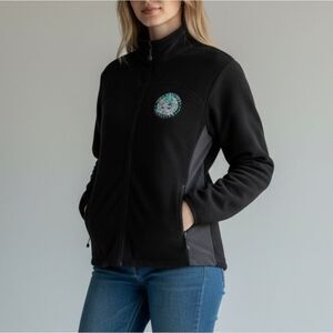 Black Fleece Full-Zip Jacket with Patch